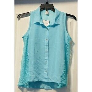 Arizona Jean Company Women’s Sleeveless Blouse 2 Piece Set Lace Design  XL, Teal